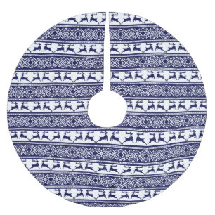 Saia Para Árvore De Natal De Poliéster Natal, Folha Escandinava Azul e Branco