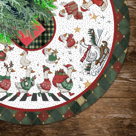 Saia Para Árvore De Natal De Poliéster Natal Ganso Bobo Vermelho Verde Fofo