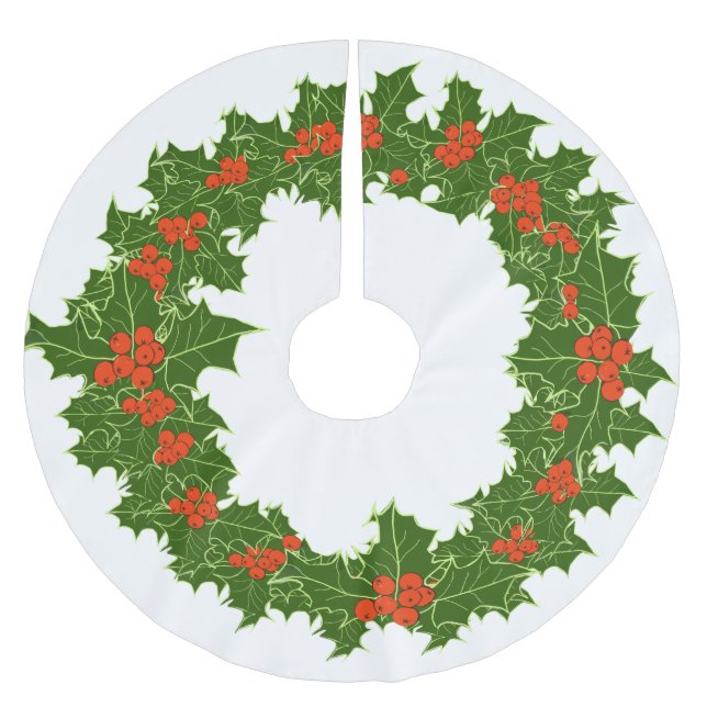 Saia Para Árvore De Natal De Poliéster Natal Holly Wreath Brushing Tree ki (Frente)