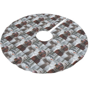 Saia Para Árvore De Natal De Poliéster Natal - Irlandês Setter com Snowman