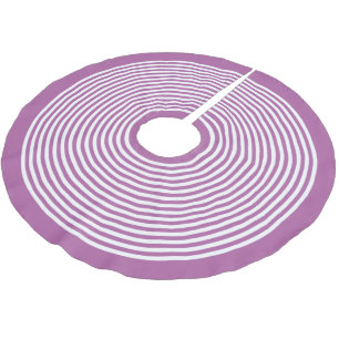 Saia Para Árvore De Natal De Poliéster Natal listrado branco roxo da orquídea brilhante