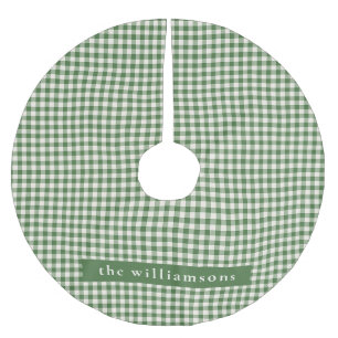 Saia Para Árvore De Natal De Poliéster Natal Personalizado com Xadrez Gingham Verde Nome