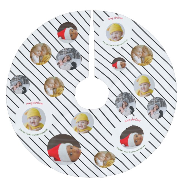 Saia Para Árvore De Natal De Poliéster Natal personalizado de quatro fotos 🎄 feriado (Frente)