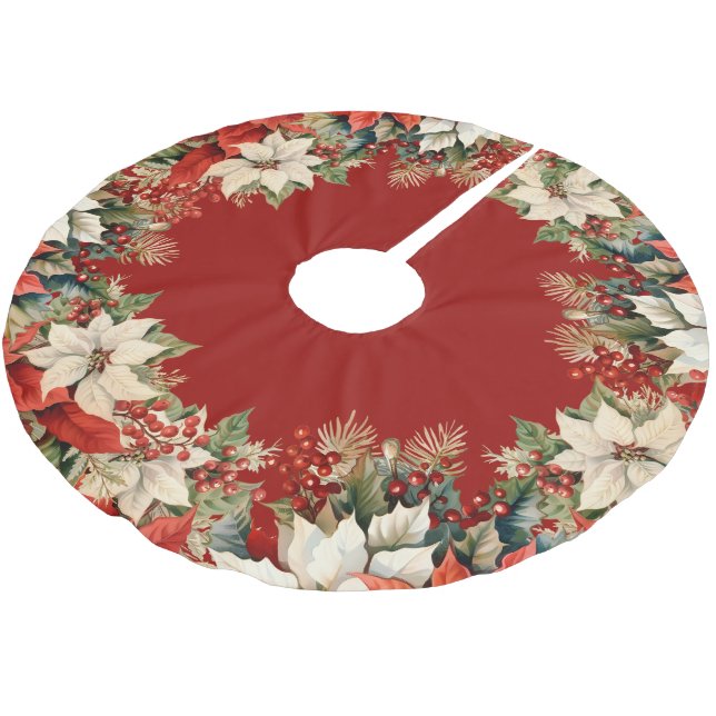 Saia Para Árvore De Natal De Poliéster Natal Poinsettias (Inclinado)