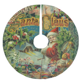Saia Para Árvore De Natal De Poliéster Natal Santa Claus Arte Antiquada