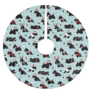 Saia Para Árvore De Natal De Poliéster Natal - Scottish Terrier Blue