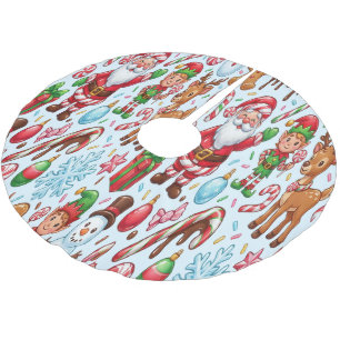 Saia Para Árvore De Natal De Poliéster Natal Terra de Doces de Listras Vermelhas Vintage 