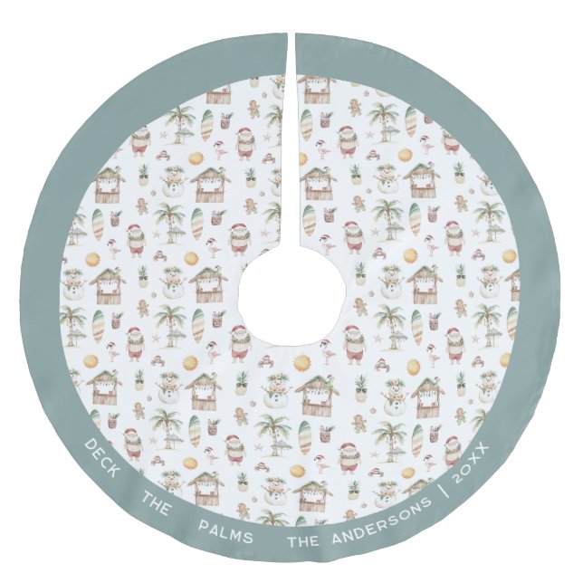 Saia Para Árvore De Natal De Poliéster Natal tropical divertido personalizado (Frente)