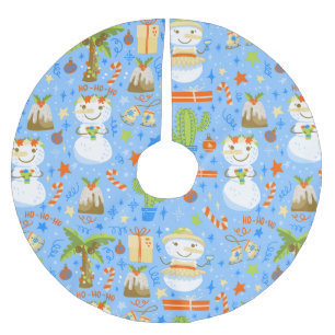 Saia Para Árvore De Natal De Poliéster natal tropical july snowman cactus verão xmas