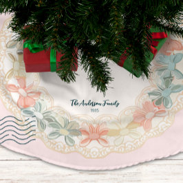 Saia Para Árvore De Natal De Poliéster Natal Verde Rosa Retro