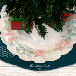Saia Para Árvore De Natal De Poliéster Natal Verde Rosa Retro