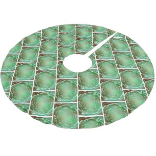 Saia Para Árvore De Natal De Poliéster Nature Verde e Marrom Design Fractal