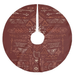 Saia Para Árvore De Natal De Poliéster Navajo Aztec: Padrão Étnico De Doodle.