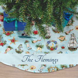 Saia Para Árvore De Natal De Poliéster Navio de Farol Nome Náutico do Oceano de Natal