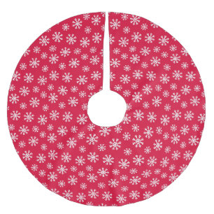 Saia Para Árvore De Natal De Poliéster Neve Branca de Natal em Vermelho Cereja