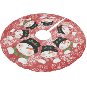 Saia Para Árvore De Natal De Poliéster Neves e Flocos de Neve na Camisa Vermelha de Féria