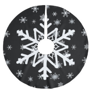 Saia Para Árvore De Natal De Poliéster Neves Preta e Branca Flocos de Natal Camisa