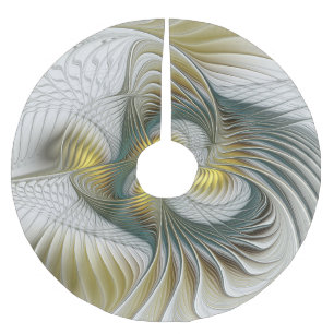Saia Para Árvore De Natal De Poliéster Nobre Ouro Teal Abstrato Fantasy Arte Fractal