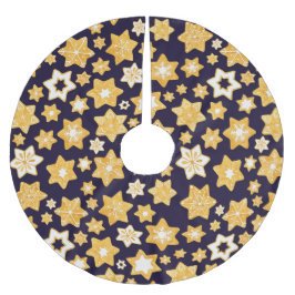 Saia Para Árvore De Natal De Poliéster Noite de Cookie de Natal com fundo azul Marinho