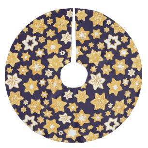 Saia Para Árvore De Natal De Poliéster Noite de Cookie de Natal com fundo azul Marinho