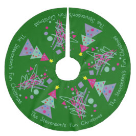 Saia Para Árvore De Natal De Poliéster Nome da Família Divertir Arte de Árvores Brilhante