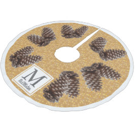 Saia Para Árvore De Natal De Poliéster Nome da Família Personalizada Pinecones Rustic Fal
