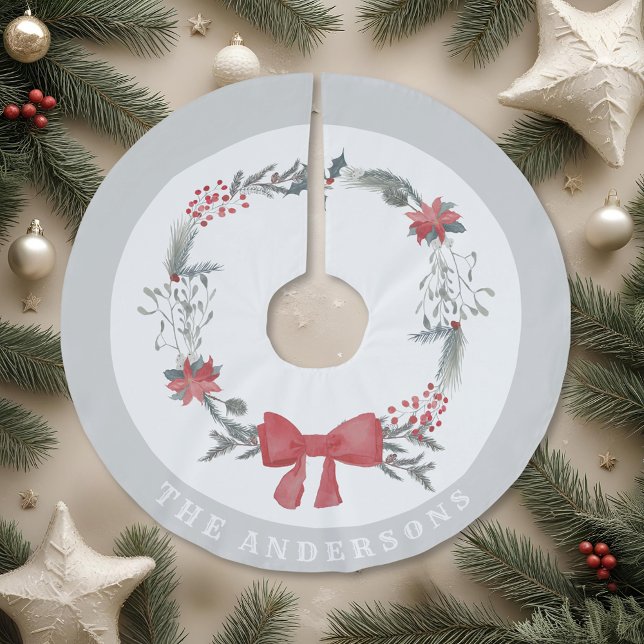 Saia Para Árvore De Natal De Poliéster Nome da Família Rustic Christmas Wreath (Criador carregado)