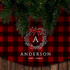 Saia Para Árvore De Natal De Poliéster Nome da família Rustic Holiday Wreath Buffalo Xadr