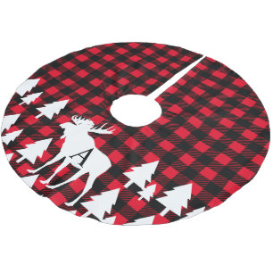 Saia Para Árvore De Natal De Poliéster Nome de família rústico da xadrez da verificação