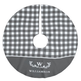 Saia Para Árvore De Natal De Poliéster Nome do Monograma da Xadrez de Buffalo Moderna