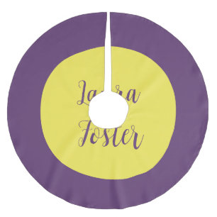 Saia Para Árvore De Natal De Poliéster Nome legível de escrita manual Indigo e cor amarel