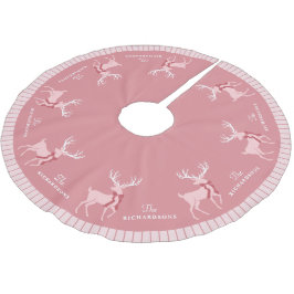 Saia Para Árvore De Natal De Poliéster Nome Personalizado da Família, Reindeer Rosa, Nata