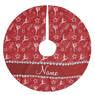 Saia Para Árvore De Natal De Poliéster Nome personalizado ginástica do damasco vermelho