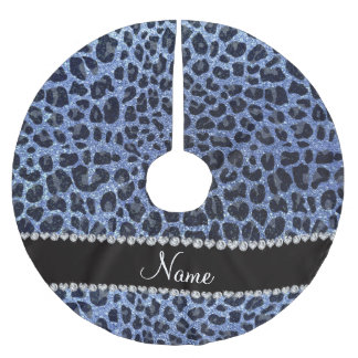 Saia Para Árvore De Natal De Poliéster Nome personalizado impressão leopardo azul-claro