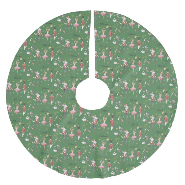 Saia Para Árvore De Natal De Poliéster Nome personalizado Nutcracker Balé Ballerina Natal (Frente)