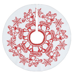 Saia Para Árvore De Natal De Poliéster Nórdico Red Reindeer e Snowflake Natal