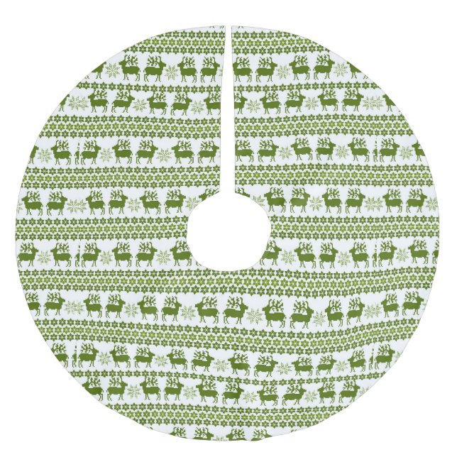 Saia Para Árvore De Natal De Poliéster Nórdico Reindeer & Snowflakes (Frente)
