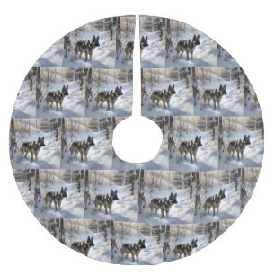 Saia Para Árvore De Natal De Poliéster Norueguês Elkhound Deixe Neve Natal