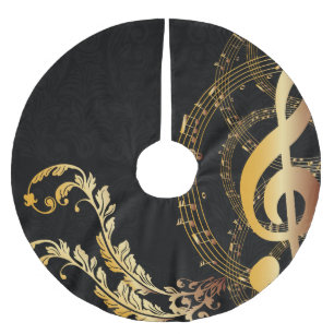 Saia Para Árvore De Natal De Poliéster Nota elegante real da música moderna