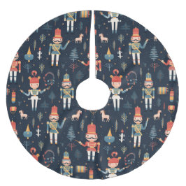 Saia Para Árvore De Natal De Poliéster Nutcracker Marinho Blue Patterna Árvore de Natal