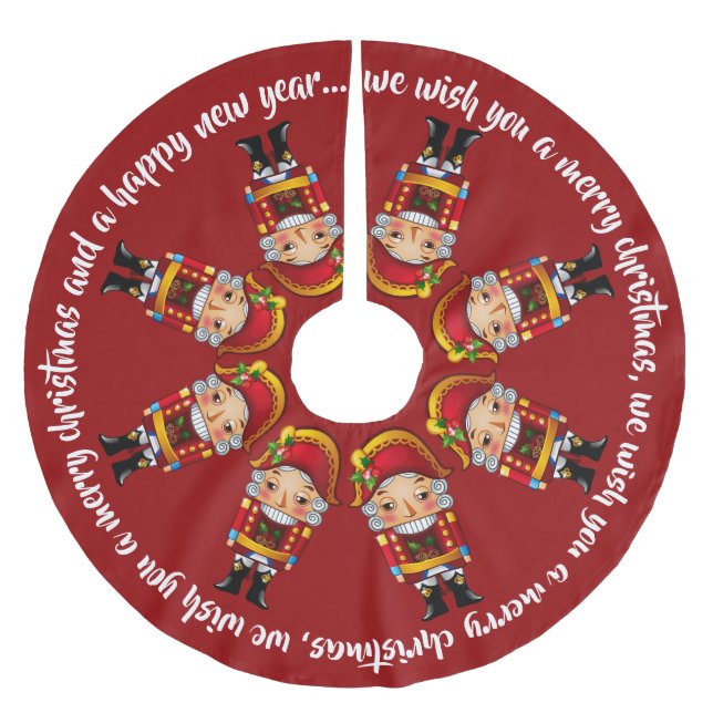 Saia Para Árvore De Natal De Poliéster Nutcrackers carmesins do canto (Frente)