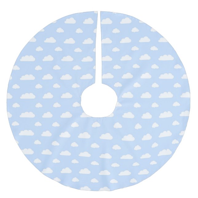 Saia Para Árvore De Natal De Poliéster Nuvens brancas do céu azul - saia da árvore de (Frente)