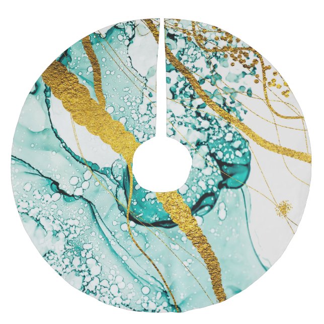 Saia Para Árvore De Natal De Poliéster Nuvens de abstrato Art: Tinta Translúcida (Frente)