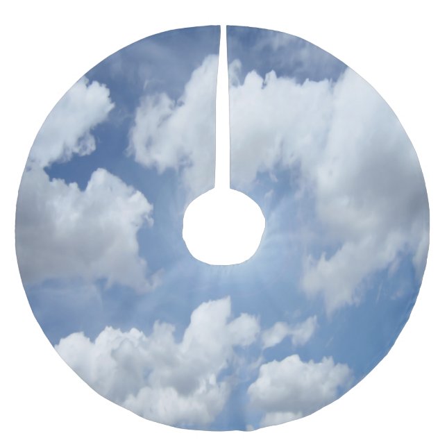 Saia Para Árvore De Natal De Poliéster Nuvens do Céu Azul + suas ideias (Frente)