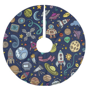 Saia Para Árvore De Natal De Poliéster O aniversário do explorador de espaço dos desenhos