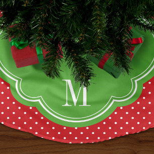 Saia Para Árvore De Natal De Poliéster O chique pontilha a saia da árvore do monograma d