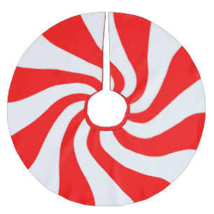 Saia Para Árvore De Natal De Poliéster O Peppermint vermelho roda saia da árvore