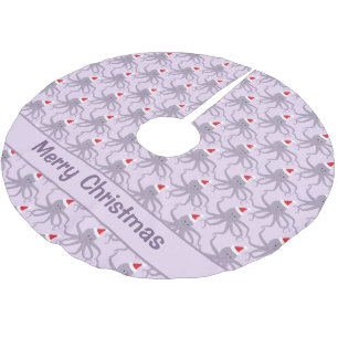 Saia Para Árvore De Natal De Poliéster Octopus Santa Hat Púrpura Natal