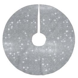 Saia Para Árvore De Natal De Poliéster Olhar metálico do metal de prata da faísca do