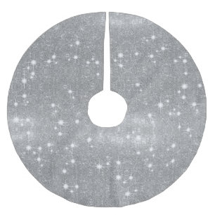 Saia Para Árvore De Natal De Poliéster Olhar metálico do metal de prata da faísca do